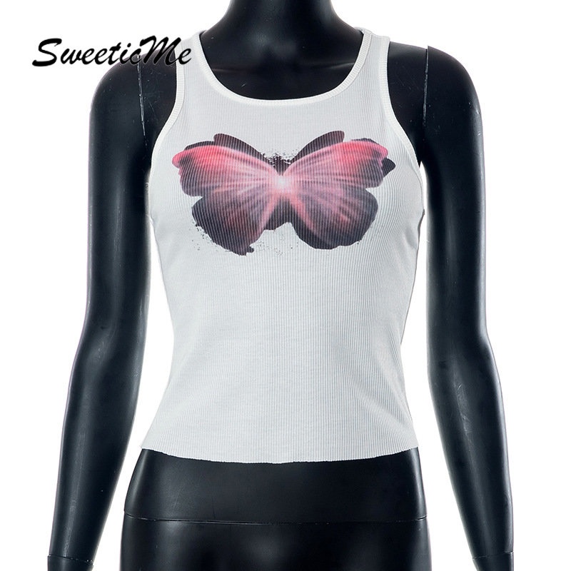 Áo Tank Top Cổ Tròn Dáng Ôm In Họa Tiết Đơn Giản Thời Trang 2023 Cho Bạn Gái