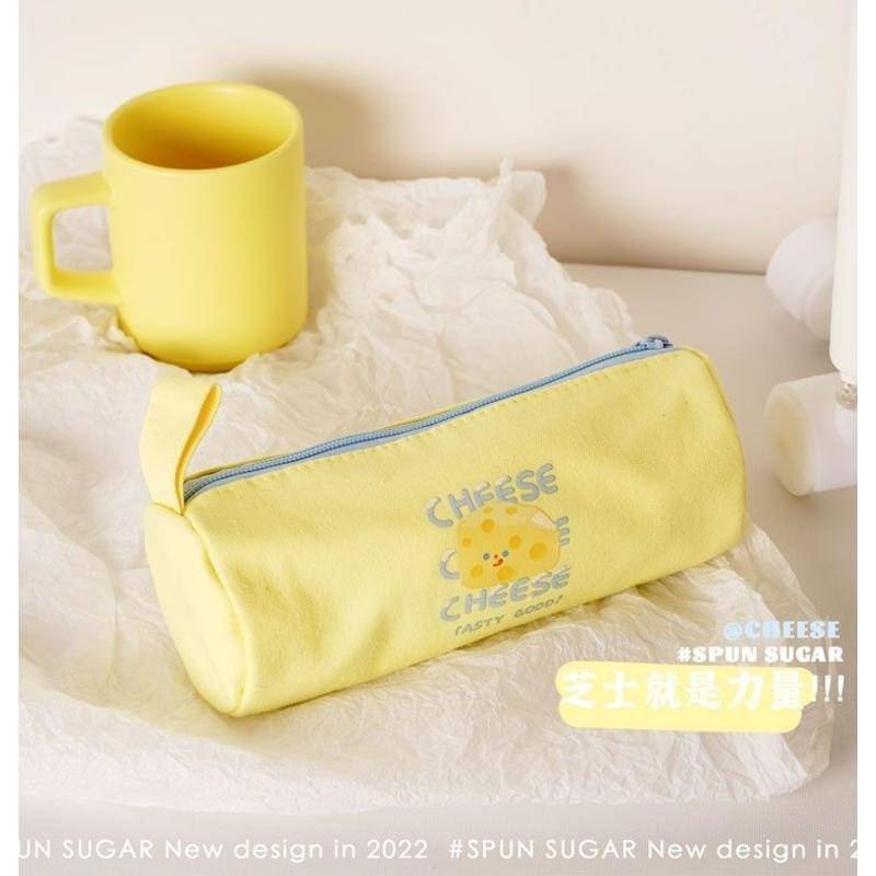 Túi Đựng Bút Màu Trơn Đơn Giản Sức Chứa Lớn Kiểu Phô Mai Và Phô Mai Nhật Bản