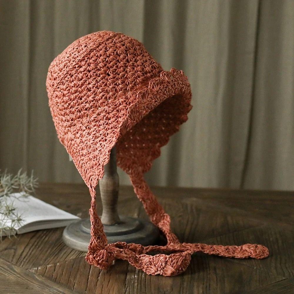 Mũ Rơm Chống Nắng Mùa Hè Dạng Rỗng Kiểu Công Chúa Lolita Thanh Lịch Có Thể Gập Gọn