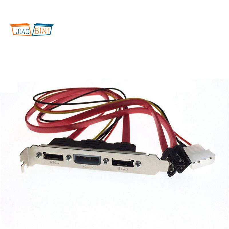 Pc DIY SATA to ESATA và 4Pin IDE Molex Power PCI Bracket Slot Cable Cấu hình chiều cao đầy đủ cho ổ cứng ngoài