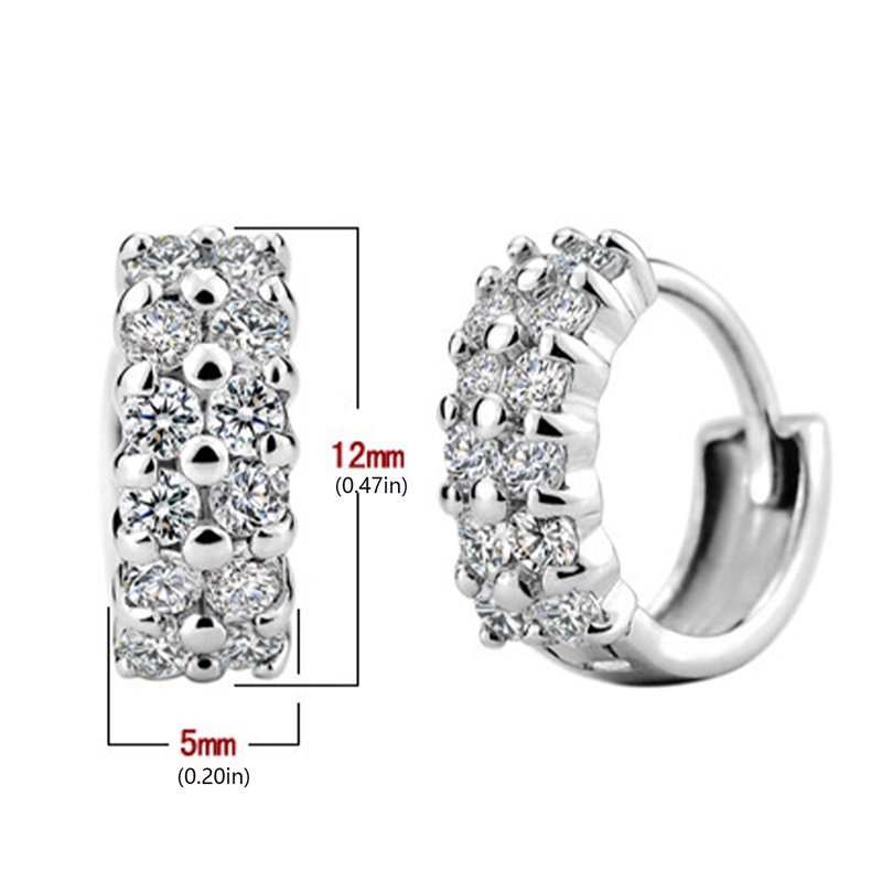 Khuyên Tai Tròn Hai Hàng Đính Đá Lấp Lánh Dành Cho Nữ