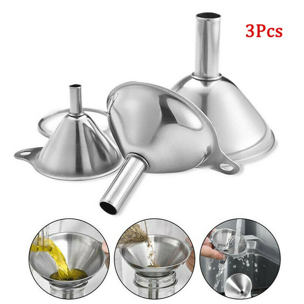 Set 3 Phễu Chiết Dung Dịch Bằng Thép Không Gỉ Tiện Lợi