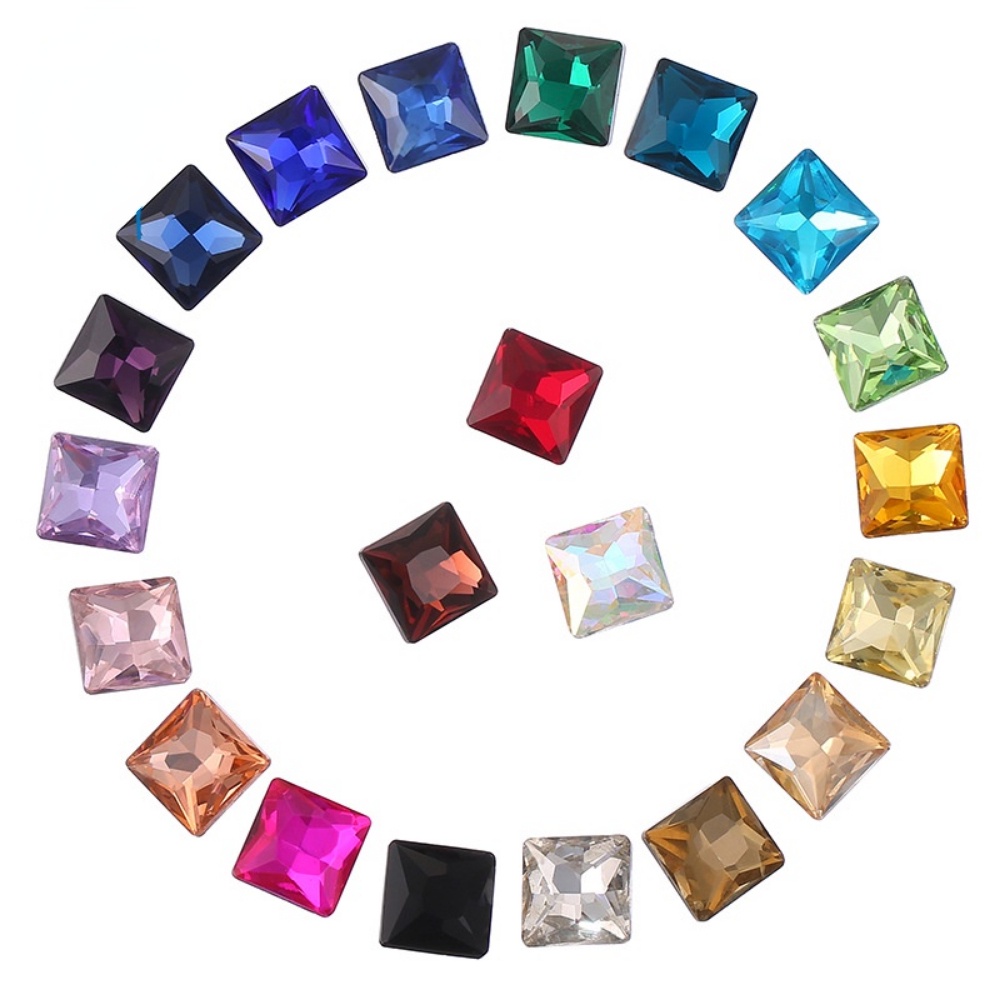 Đá Pha Lê Hình Vuông Cao Cấp 12mm 14mm Dùng Làm Trang Sức DIY