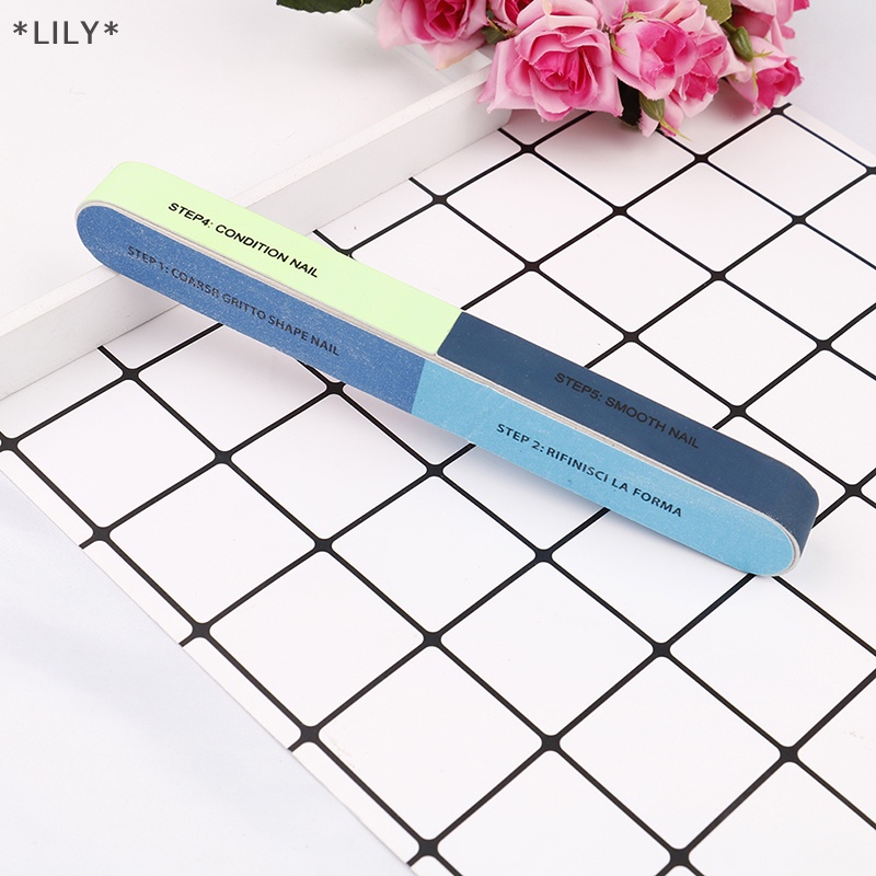 Lily 1 cái giũa móng tay in sáng tạo cát chà nhám giũa đánh bóng sáu mặt dụng cụ làm móng uuu