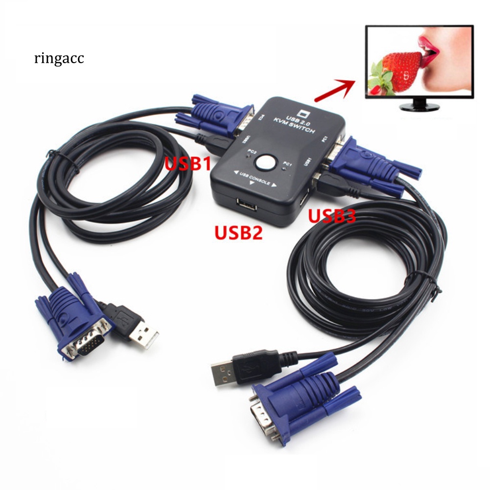 Hộp Chuyển Đổi RGA 2 Cổng USB VGA KVM Cho Chuột Và Bàn Phím Máy Tính