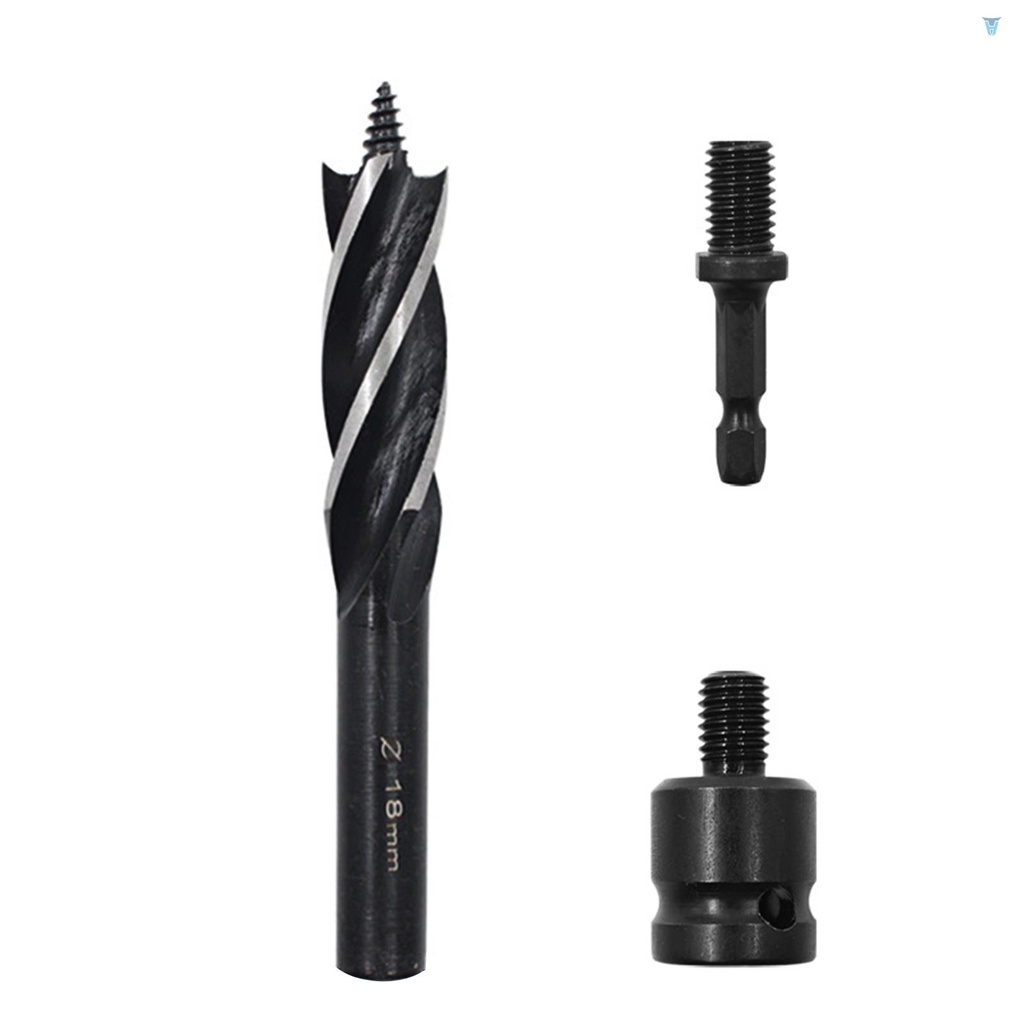 Bộ 3 Mũi Khoan Gỗ Dài 4 Mũi Khoan Lỗ Bằng Thép Carbon Chất Lượng Cao Kèm 2 Đầu Chuyển Đổi