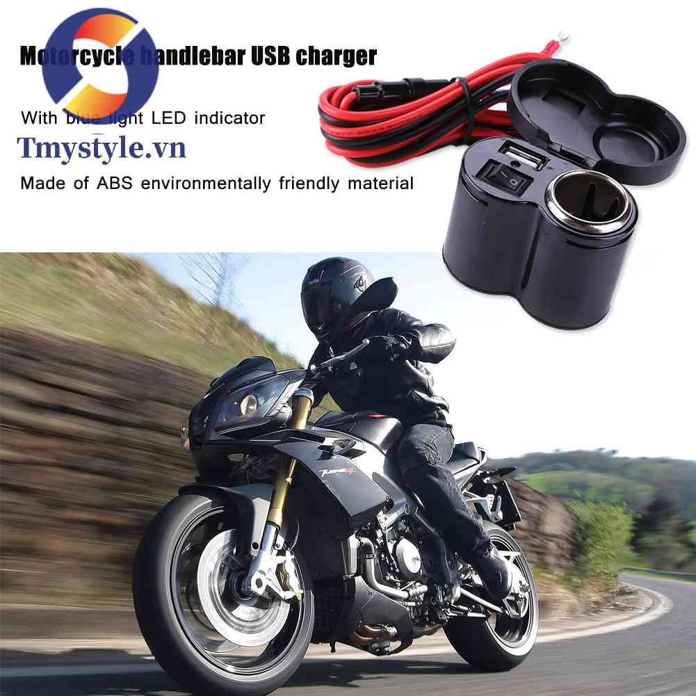 Kẹp Đèn USB 12-24V Chống Thấm Nước Gắn Tay Lái Xe Máy