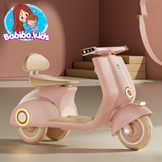 Xe máy điện trẻ em, xe vespa loại to mẫu 915 cho bé từ 3-10 tuổi tải 65kg kết nối nhạc qua Bluetooth- Babibokids