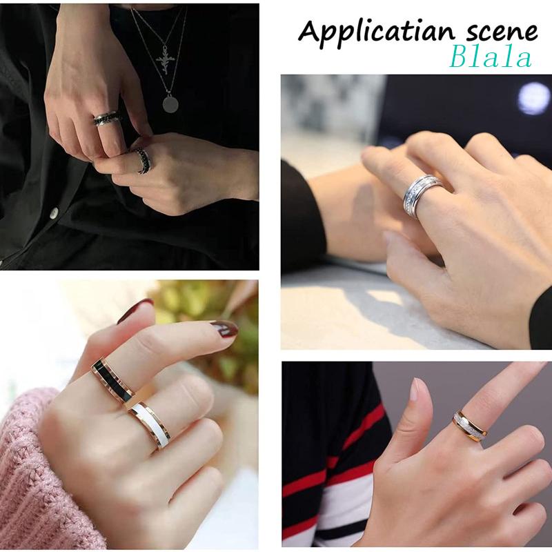 Set 6 Nhẫn Thép Không Gỉ Có Rãnh Thời Trang