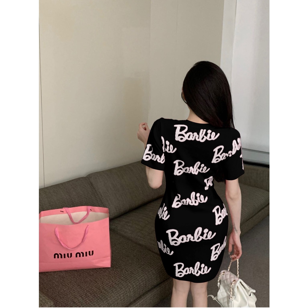 Đầm Tay Ngắn In Chữ Thời Trang Mùa Hè 2023 Dành Cho Nữ