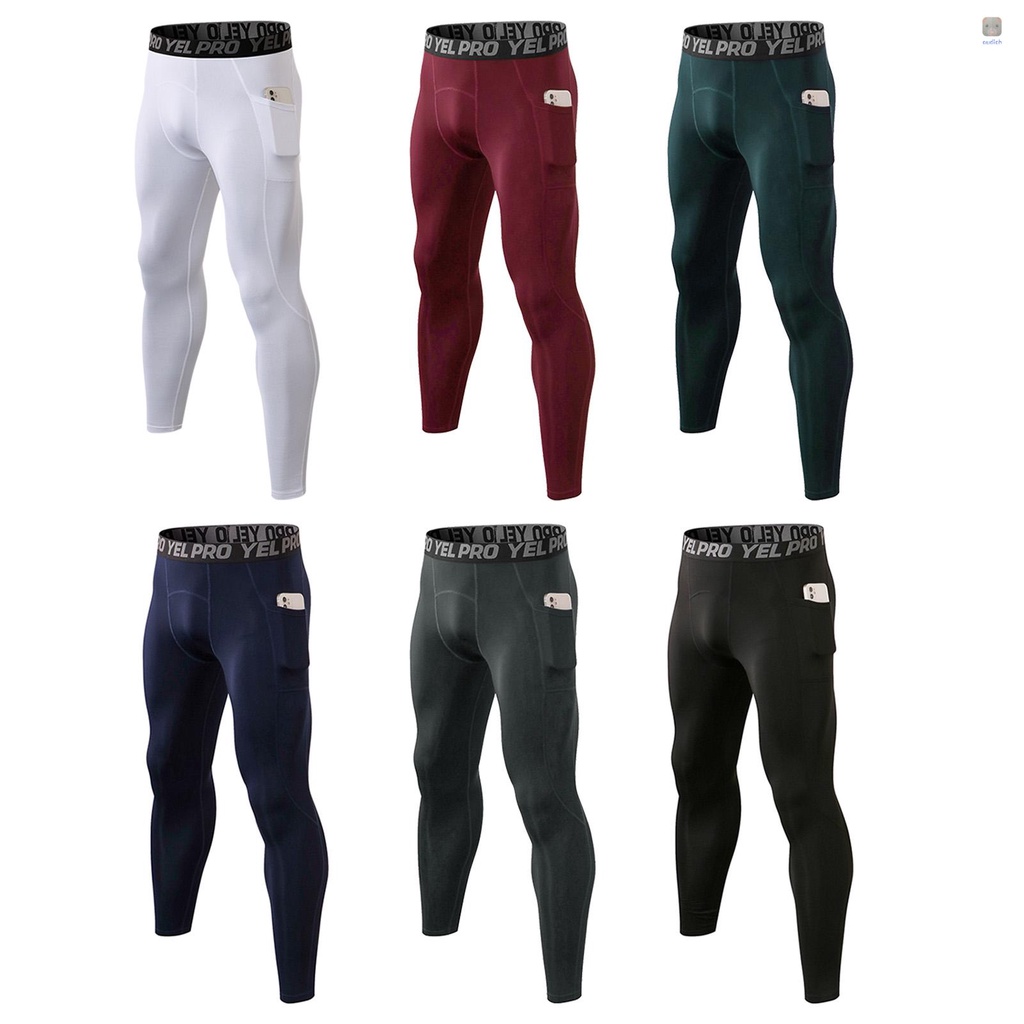 Quần Dài Thể Thao Ôm Dáng Co Giãn Giữ Ấm Có Túi Cho Nam