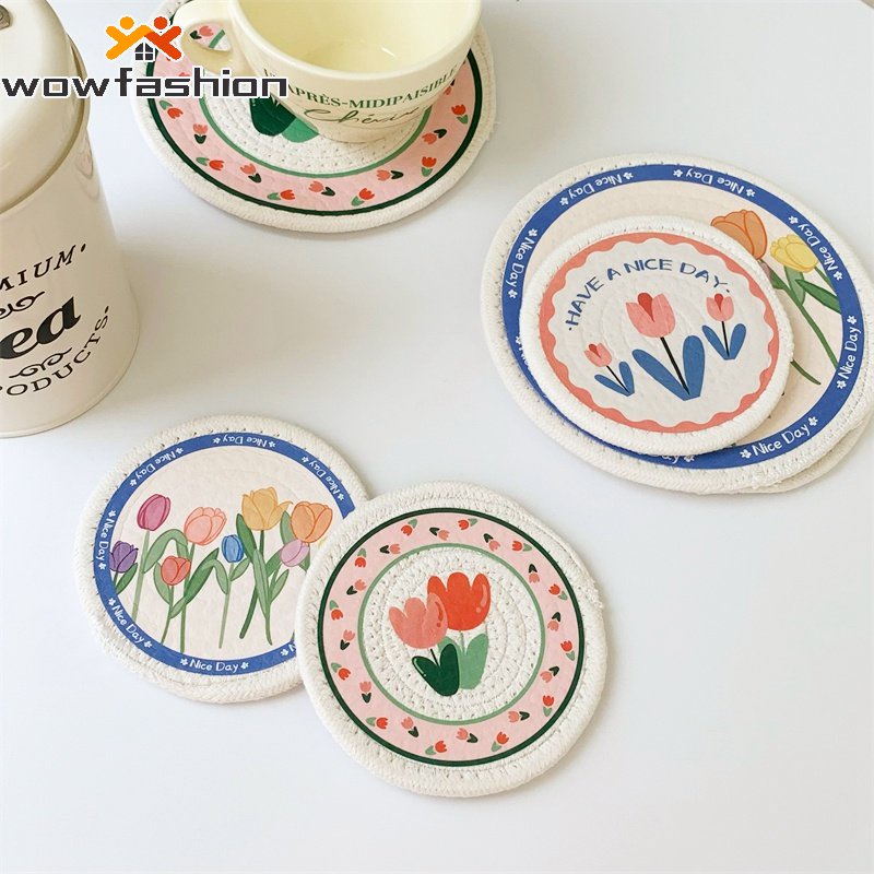 Tấm Lót Cốc Cách Nhiệt Hình Hoa Phong Cách Bắc Âu