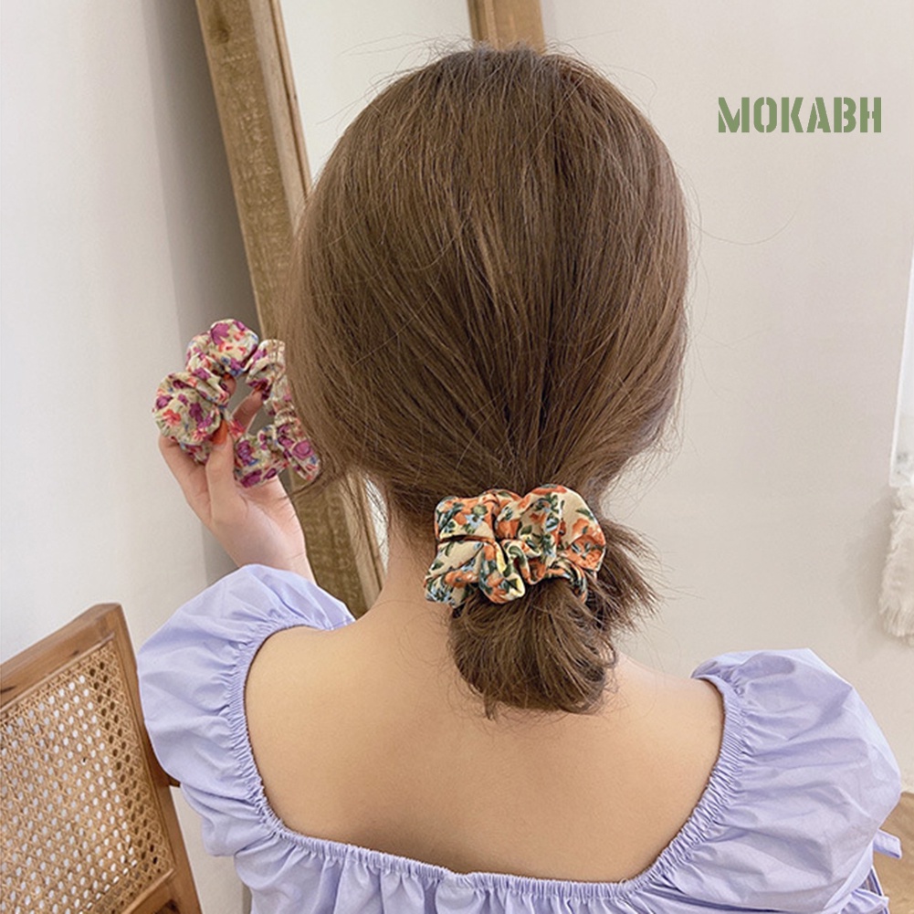 Bộ 3 Dây Cột Tóc Co Giãn Họa Tiết Hoa Xinh Xắn Thời Trang Cho Nữ