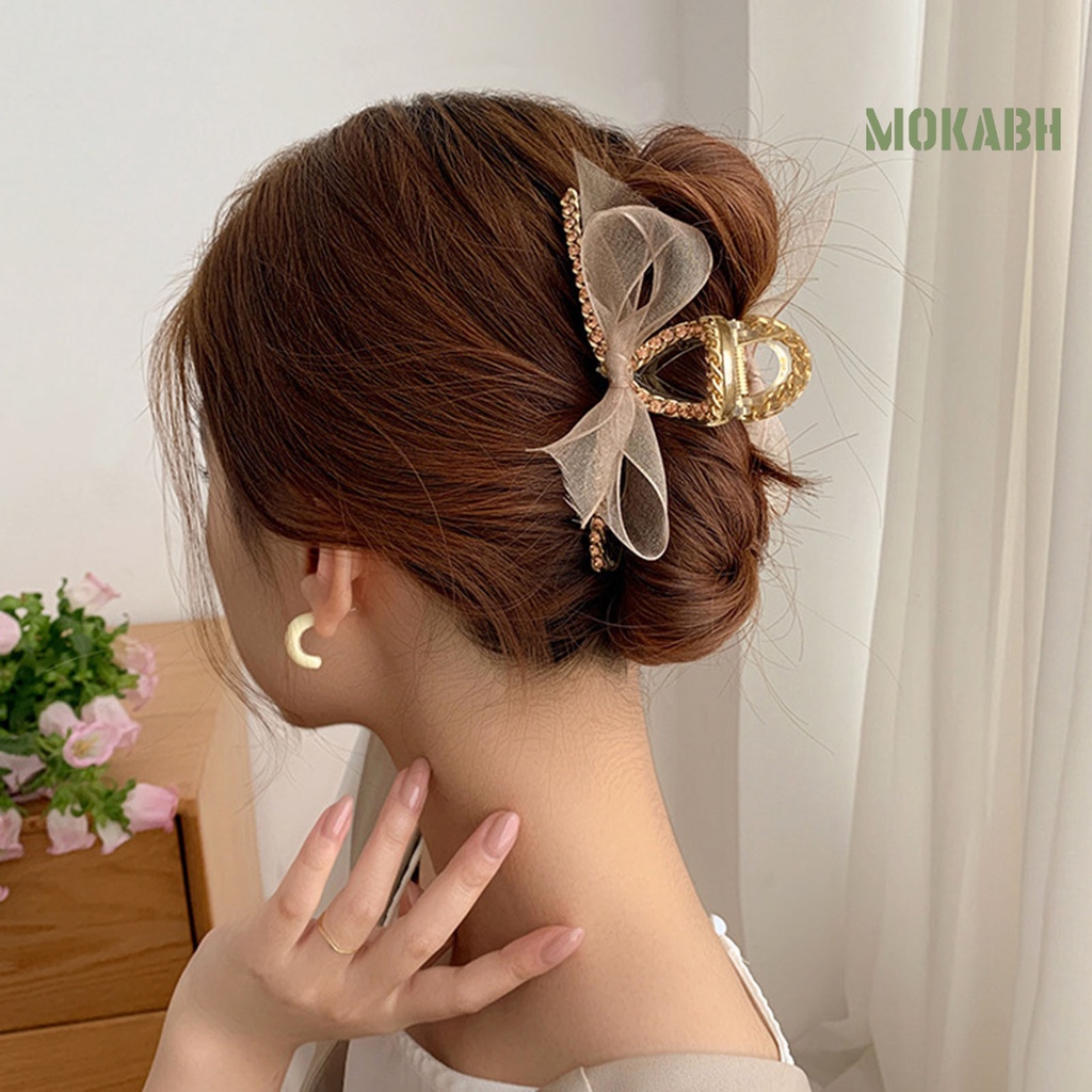 Kẹp Tóc Hình Nơ Đính Đá Màu Sắc Tươi Sáng Thanh Lịch