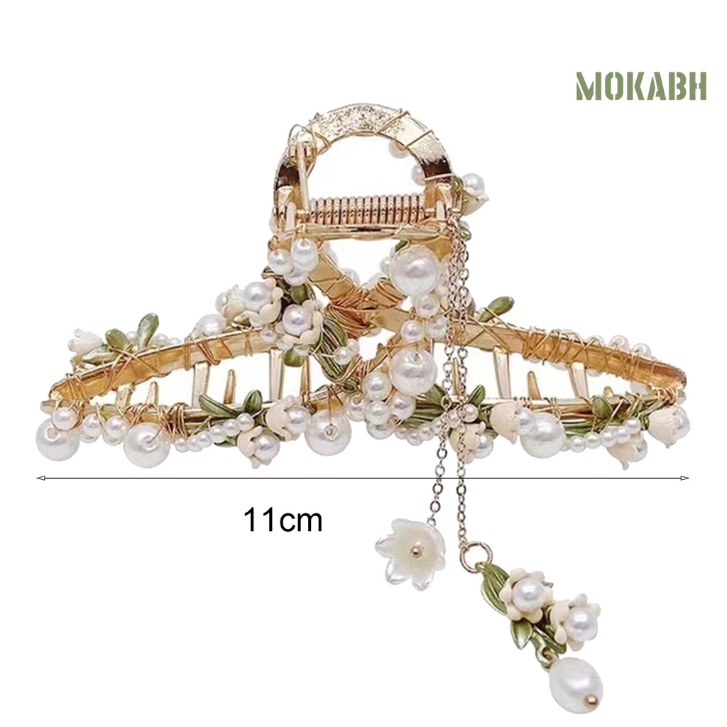 Kẹp Tóc Hình Hoa Lá Đính Ngọc Trai Giả Phong Cách Vintage Cho Nữ