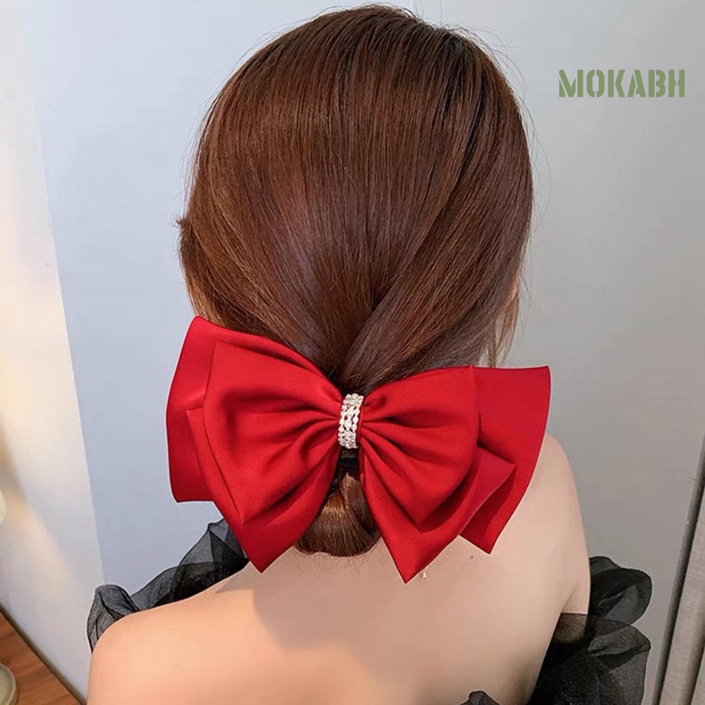 Kẹp Tóc Hình Nơ Hai Lớp Đính Đá Lấp Lánh Chống Trượt