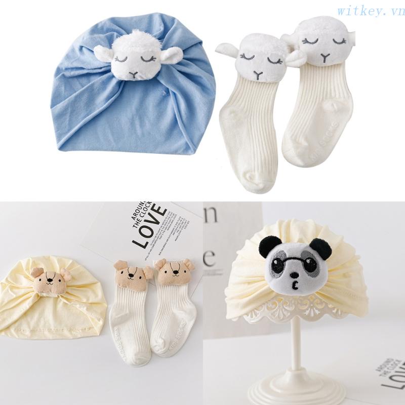 1 Bộ Nón + Vớ Cotton Dùng Chụp Ảnh Thường Ngày Cho Bé Trai / Gái