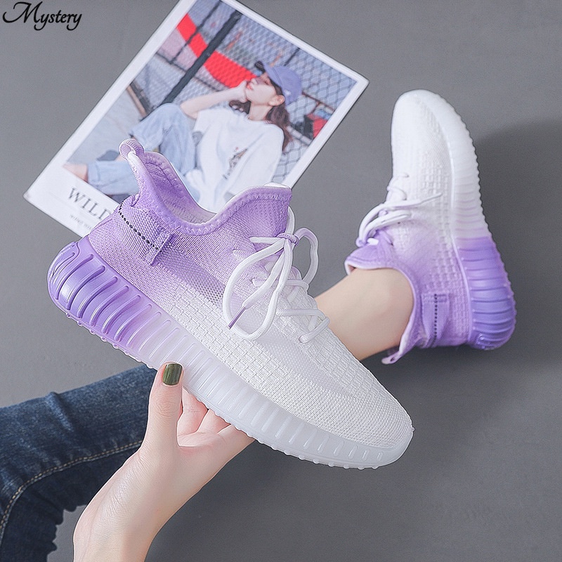 Giày Thể Thao Phối Lưới Thoáng Khí Trọng Lượng Nhẹ Màu gradient Thời Trang Nữ