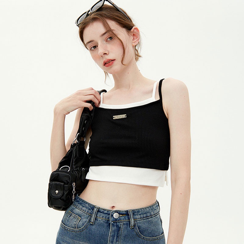 Áo thun hai dây XIYUYI in chữ phong cách Hàn Quốc thời trang mùa hè cho nữ