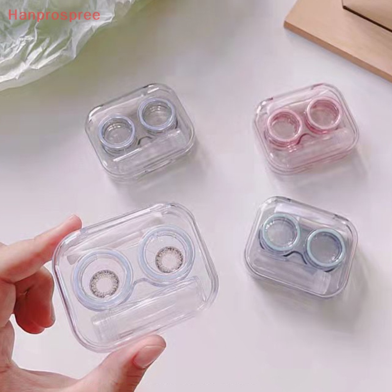 Hanprospree > Hộp Đựng Kính Áp Tròng Trong Suốt Có Thể Mang Theo Phong Cách Lạnh Đơn Giản Kèm Nhíp Gắp