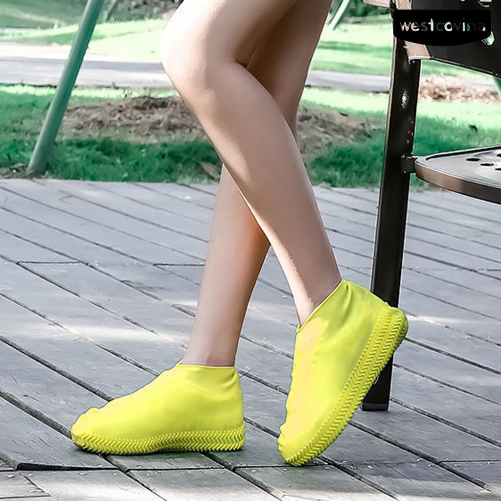 [COD]☁1 Cặp Vỏ Bọc Giày Đi Mưa Bằng Silicon Màu Trơn Chống Thấm Nước Tiện Dụng Cho Bé