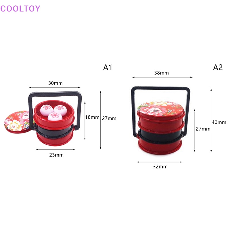 Cooltoy 1 Set Hộp Cơm Trưa 3 Tầng Bằng Đồng Tỉ Lệ 1: 12 Trang Trí Nhà Búp Bê