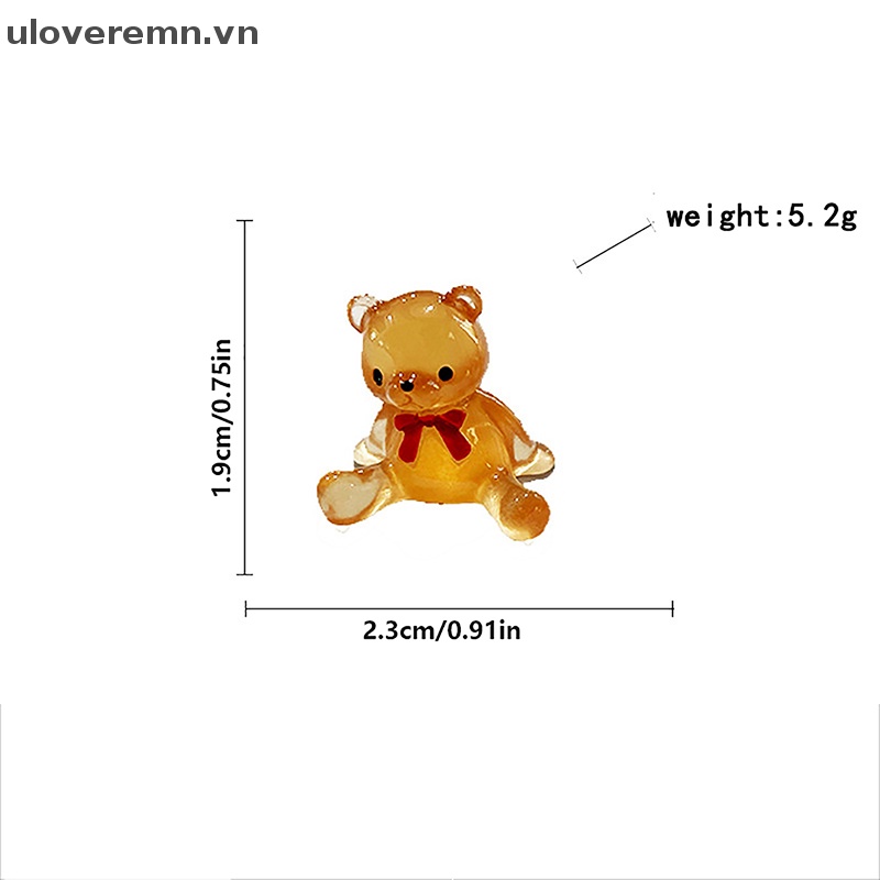 Set 2 Chú Gấu Mini Bằng Nhựa Resin Phát Quang Dùng Để Trang Trí DIY
