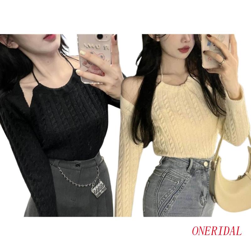 Áo Sweater Dệt Kim Trễ Vai Dáng Ôm Màu Trắng Thời Trang Quyến Rũ Cho Nữ