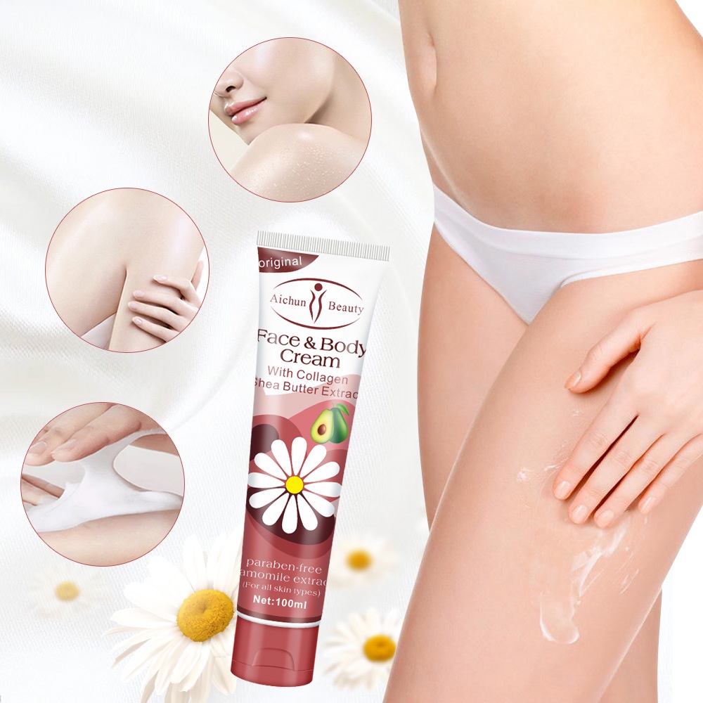 Kem Làm Trắng Da Body Face & Body Cream 100ml Triết Xuất Từ Hoa Cúc Và Bơ Làm Da Trắng Sáng, Mềm Mịn Da Aichun Beauty
