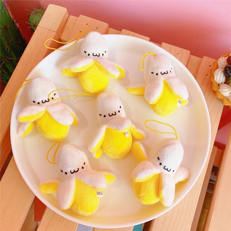 Móc Khóa Hình Chuối Nhồi Bông Dễ Thương Phong Cách Nhật Bản