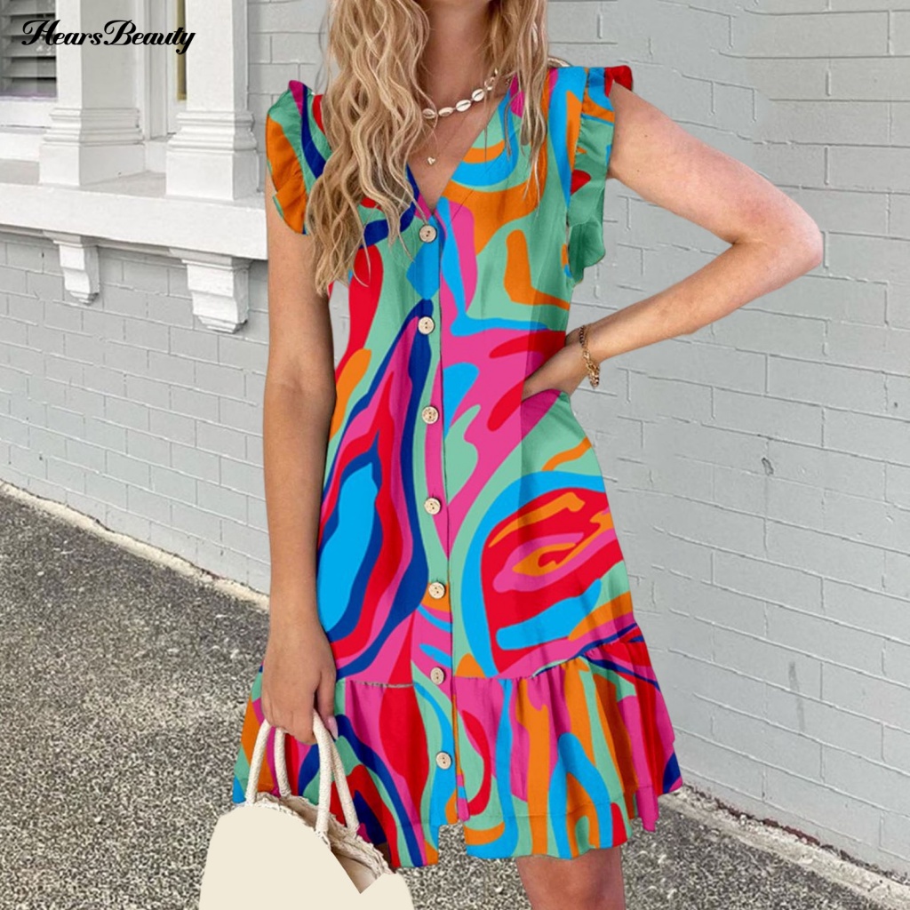 Đầm Mini Cổ Chữ V Thời Trang Xinh Xắn Cho Nữ