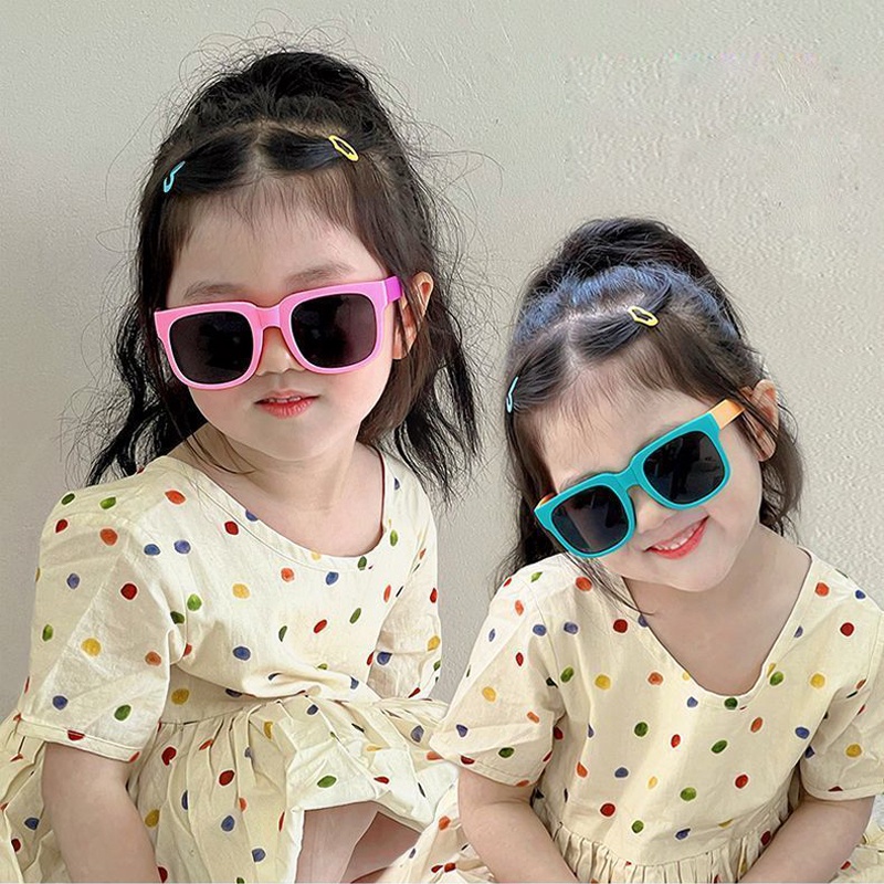 Kính Mát Gọng Vuông Nhiều Màu Sắc Chống Tia UV Phong Cách Hàn Quốc Dễ Thương Dành Cho Bé Trai Và Bé Gái