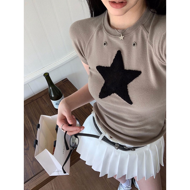 Áo baby tee Thun croptop Cotton Ngắn Tay Ôm Dáng Phong Cách Retro Mùa Hè Cho Nữ