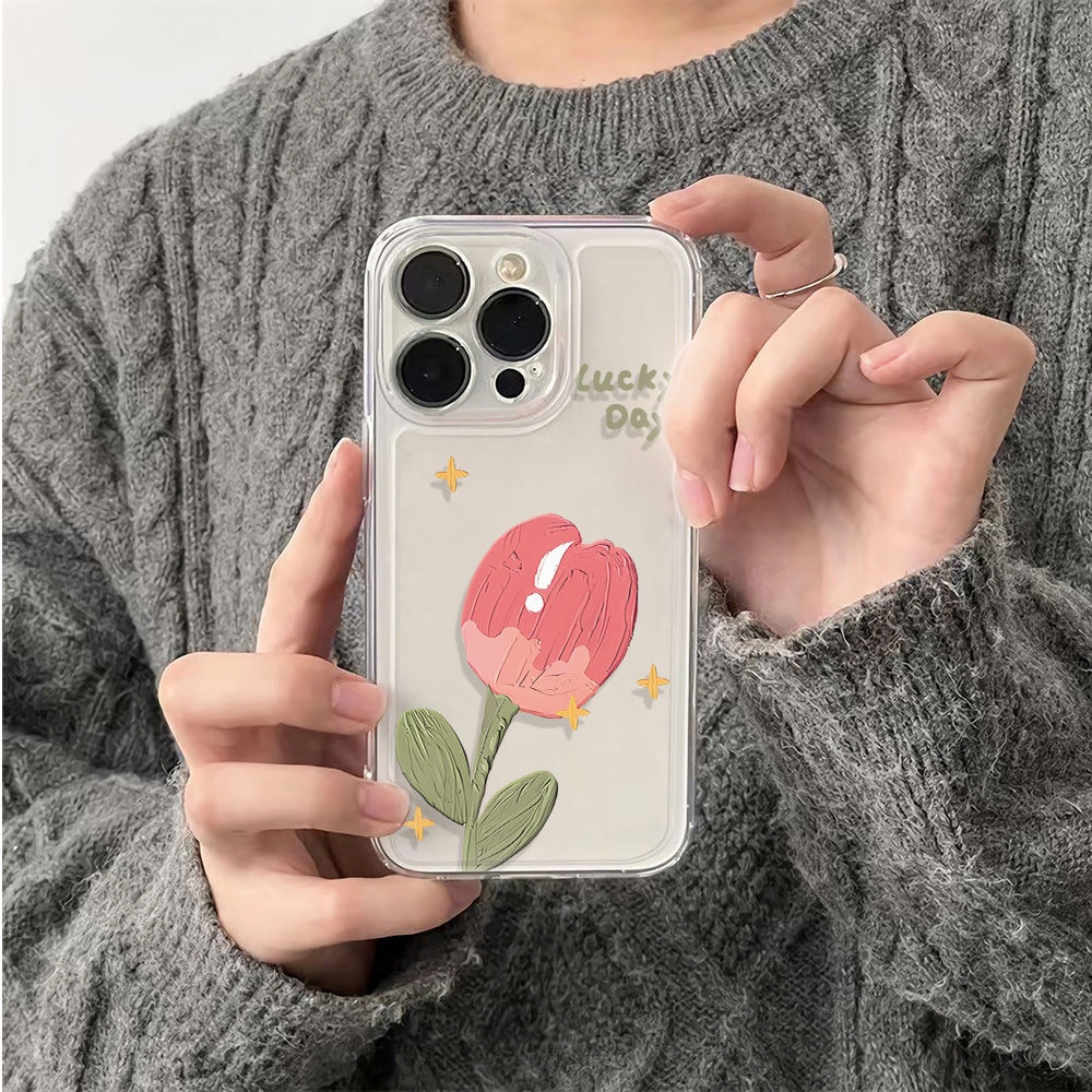 ✅Ốp Điện Thoại Dẻo Họa Tiết Hoa Đỏ Xinh Xắn Chống Sốc Cho Iphone12Plus GV2J 78 11max14pro 13 6Iniphone12Plus