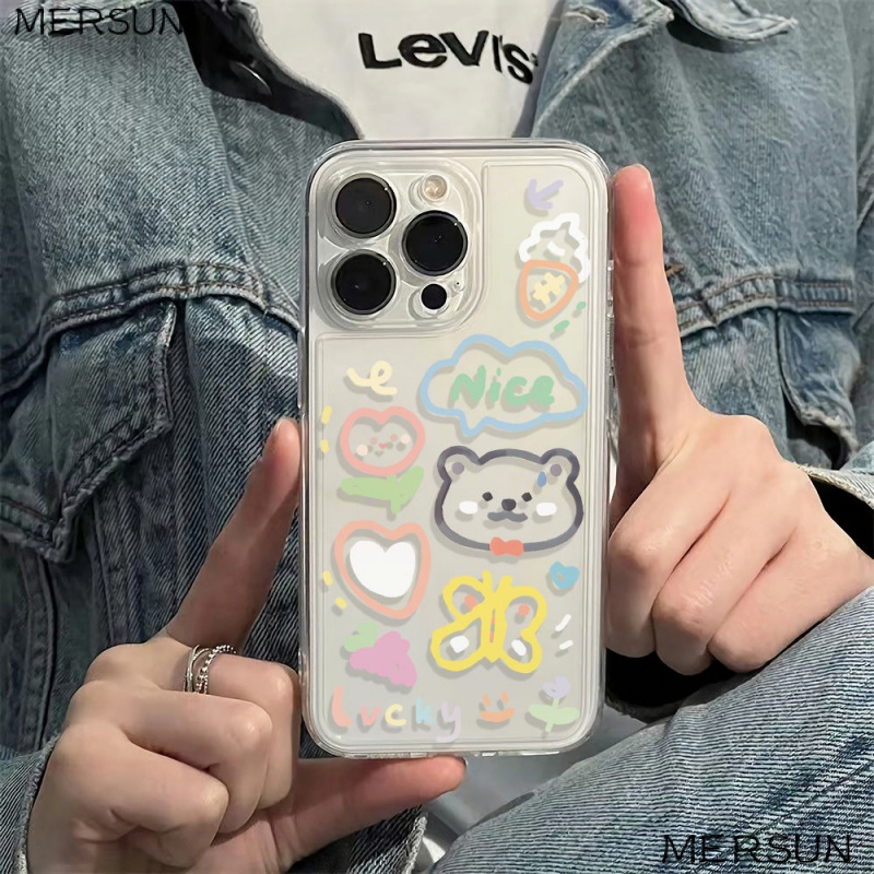 ✅Ốp Điện Thoại Thời Trang Cho Iphone 6S Plus 6121314Ốp Điện Thoại Mềm Chống Sốc Họa Tiết Bướm Và Gấu Cho Apple Pro78 max 11 VB2L