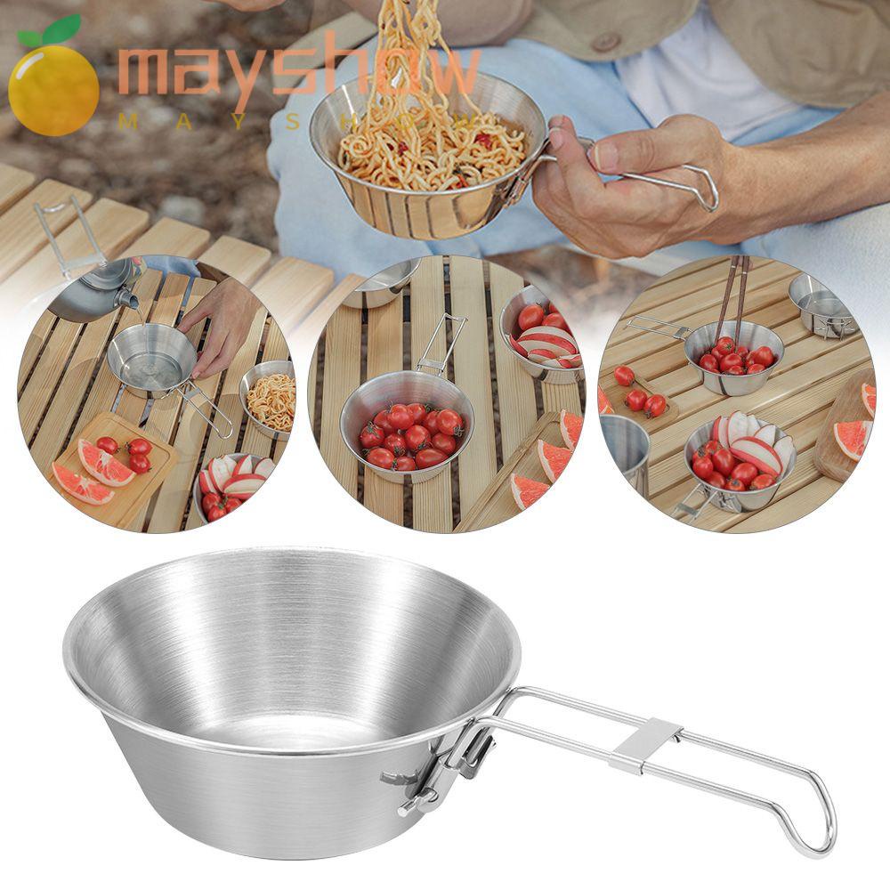 Tô Bằng Thép Không Gỉ Có Tay Cầm Có Thể Gấp Gọn Tiện Dụng Mang Theo Dã Ngoại