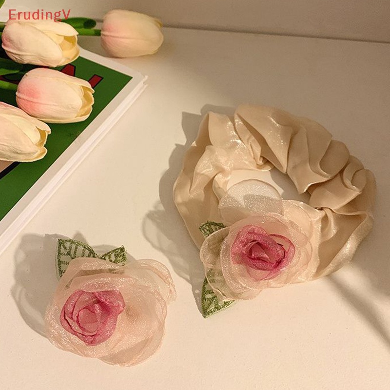 Dây Buộc Tóc Vải Lưới Hình Hoa Hồng Cỡ Lớn Thời Trang Cho Nữ