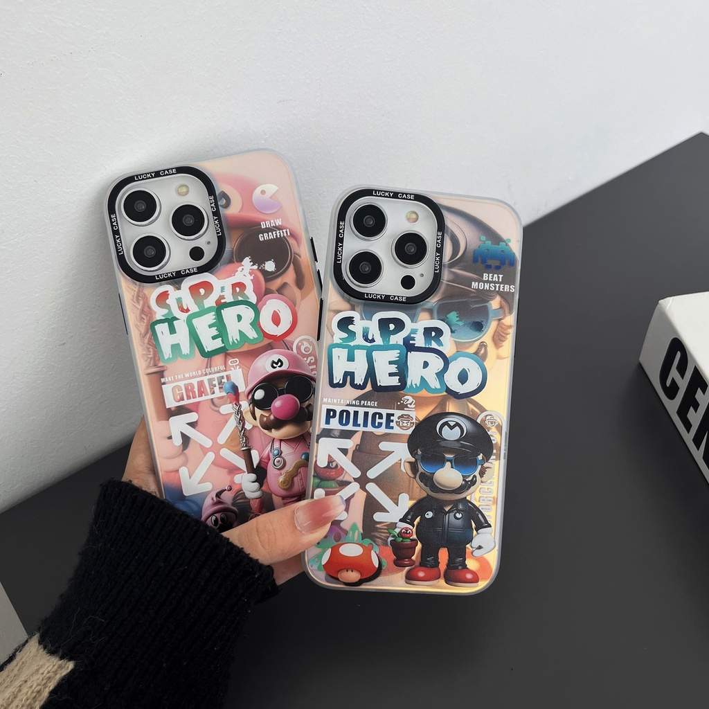 Ốp Điện Thoại TPU Dẻo Trong Suốt Họa Tiết Hoạt Hình Mario Hai Mặt Chống Sốc Cho iPhone 14 13 12 11 Pro Max