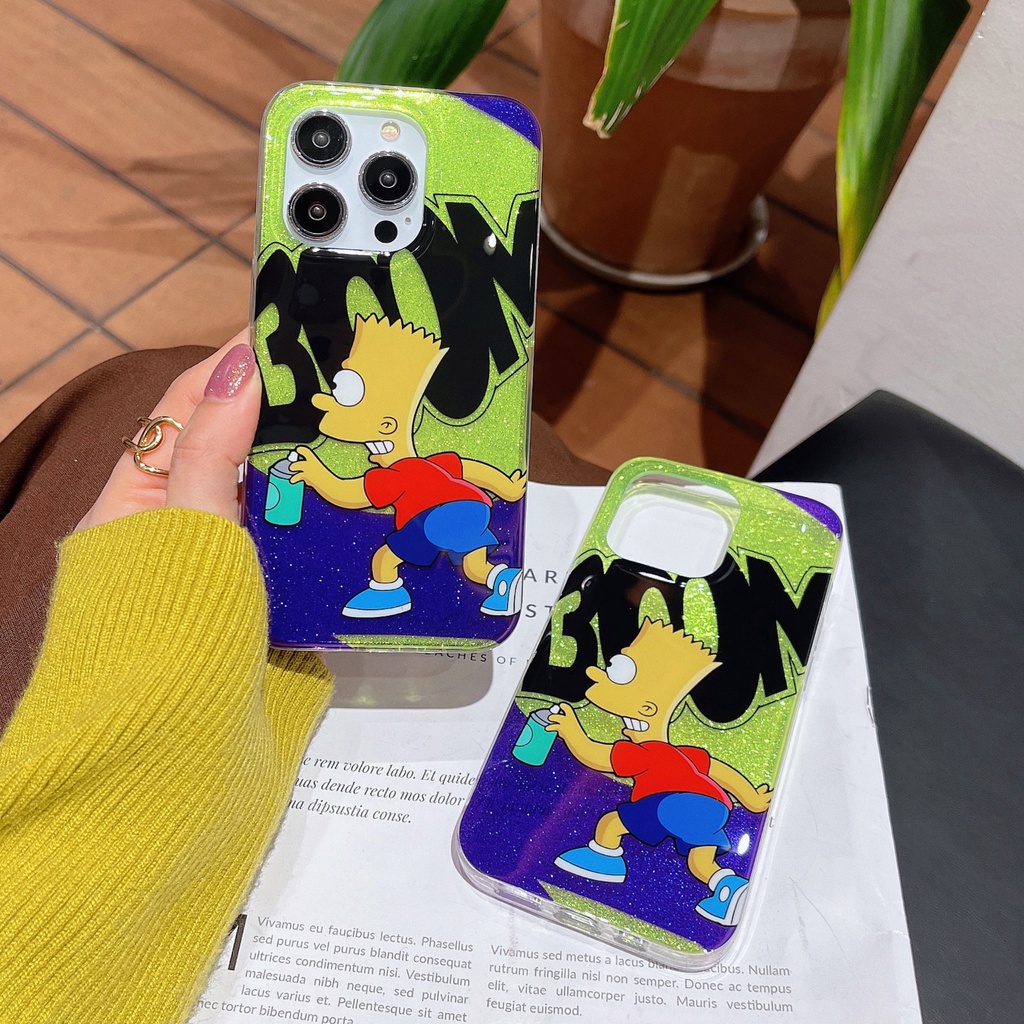 Ốp Điện Thoại TPU Mềm Trong Suốt Hai Mặt Họa Tiết Simpson Cho iPhone 12 13 14 Pro Max