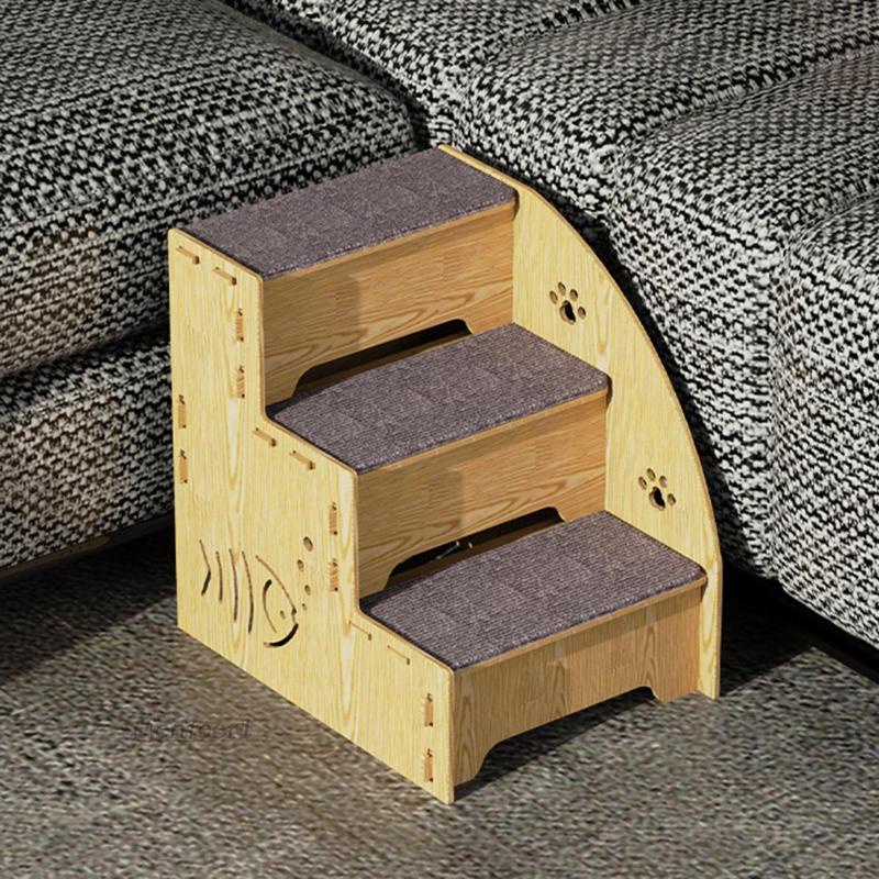 Bậc Thang Leo Bằng Gỗ Chống Trượt Cho Thú Cưng Chó Mèo 1
