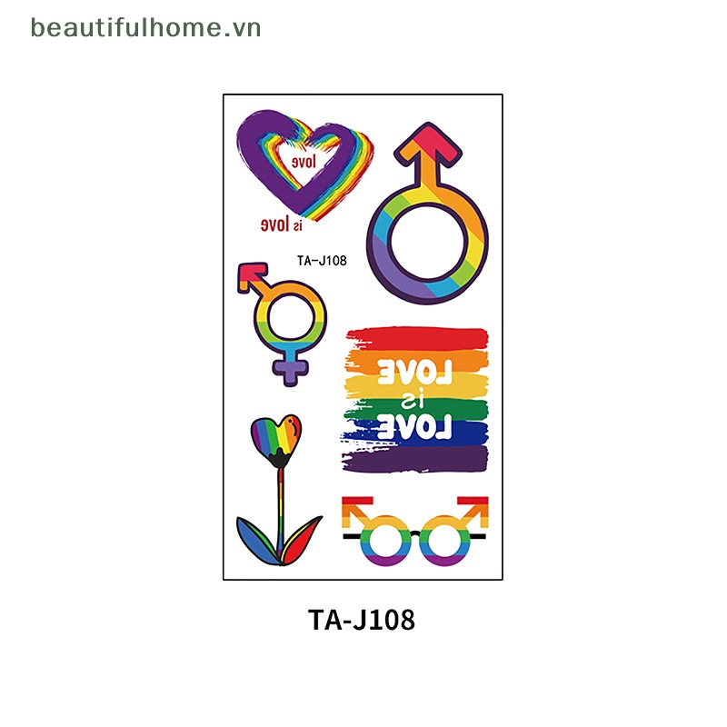 Miếng Dán Hình Xăm Tạm Thời Họa Tiết Rain Pride LGBT Chống Thấm Nước