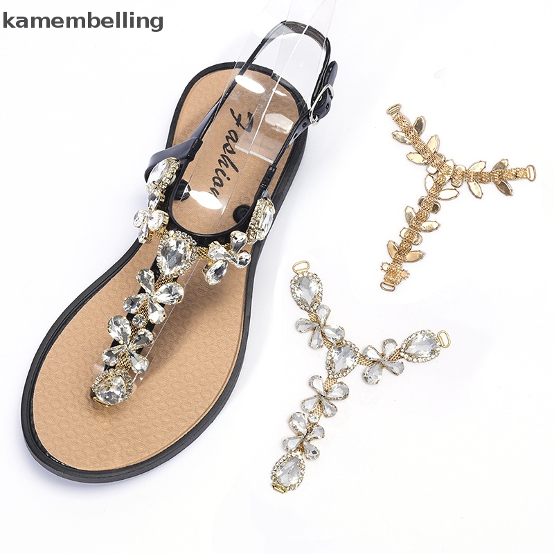 Kamembelling 1 Phụ Kiện Khóa Giày Bikini Đính Đá Kim Cương Giả Màu Vàng / Bạc DIY