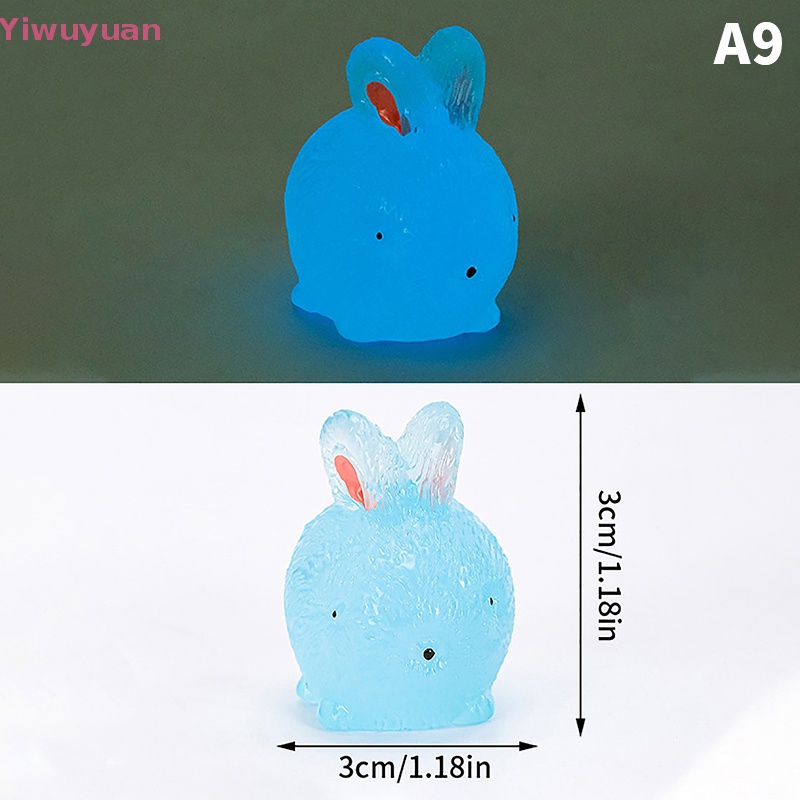 Bộ 2 Đồ trang trí Thỏ Mini Bằng Nhựa Resin Phát Quang Trang Trí Tiểu Cảnh Mới