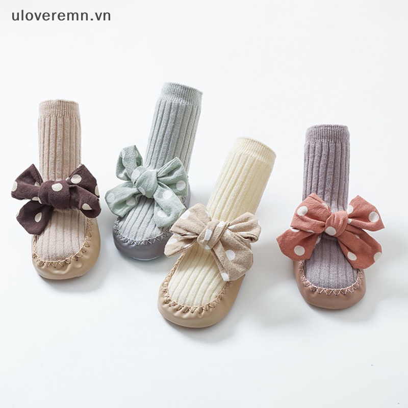 Vớ Da Chống Trượt Đính Nơ Họa Tiết Chấm Bi Xinh Xắn Cho Bé Gái