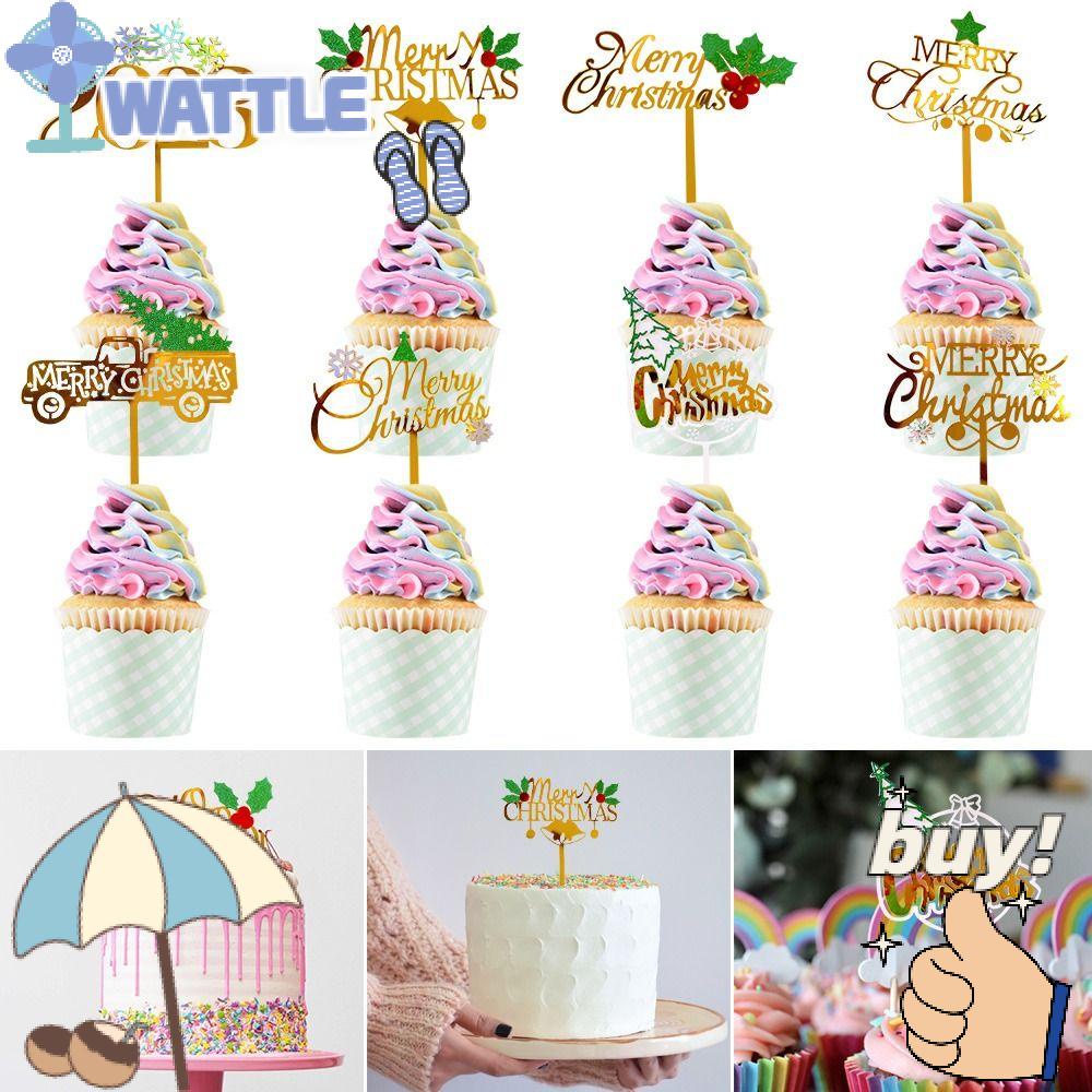 5 Que Cắm Trang Trí Bánh Kem Chữ Merry Christmas