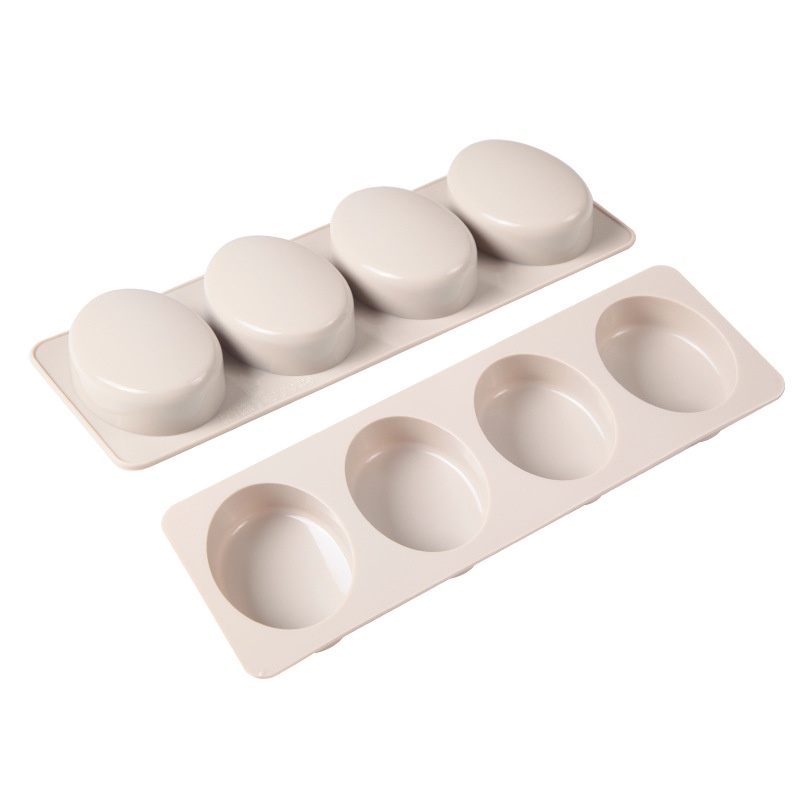 Khuôn Silicone 4 Ngăn Hình Chữ Nhật / Vuông / Tròn Làm Bánh / Xà Phòng / Kem / Pudding DIY