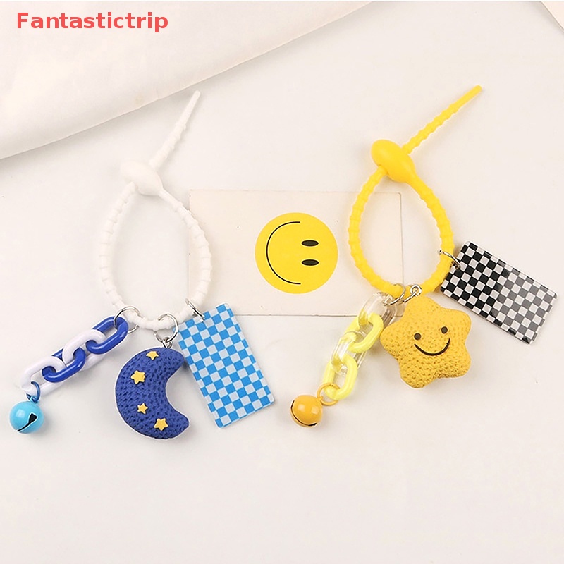 DELL [Fantastictrip] Móc Khóa Hình Hamburger Mặt Trăng Ngôi Sao Dễ Thương Trang Trí Ba Lô Xe Hơi