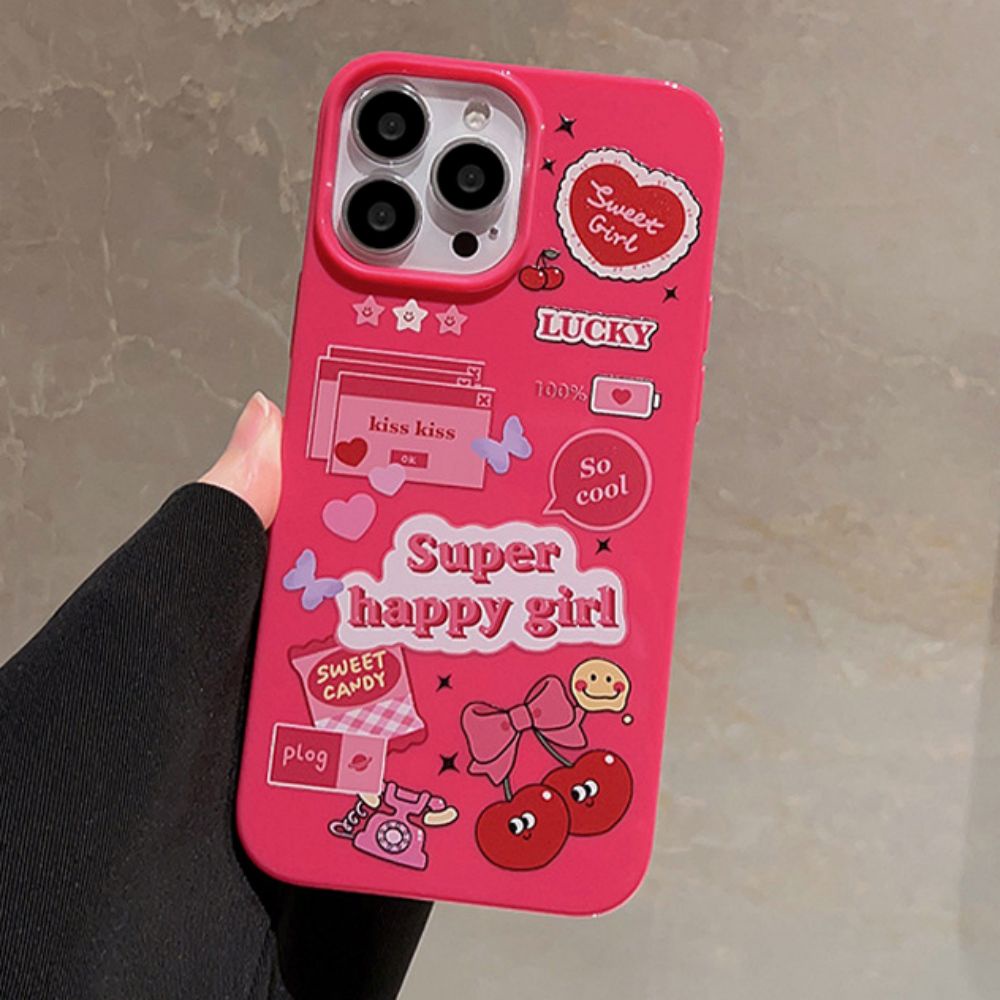 Ốp Điện Thoại TPU Mềm Siêu Mỏng Hình Cô Gái Màu Hồng Cho IPhone 14 Pro Max 13 12 11 Pro Max XS XR 7 8 Plus
