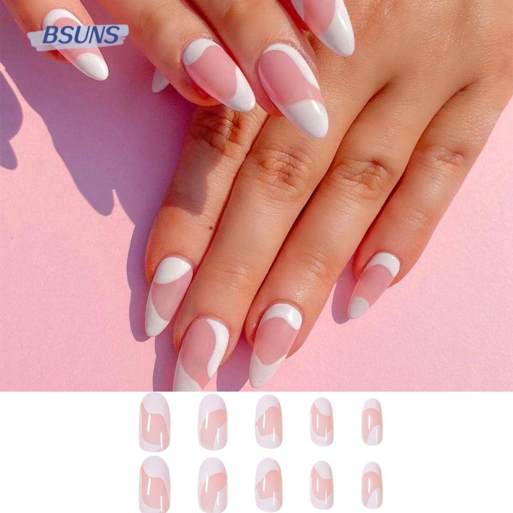 Hộp 24 Móng Tay Giả Dạng Nhấn Che Phủ Toàn Diện Họa Tiết Gợn Sóng