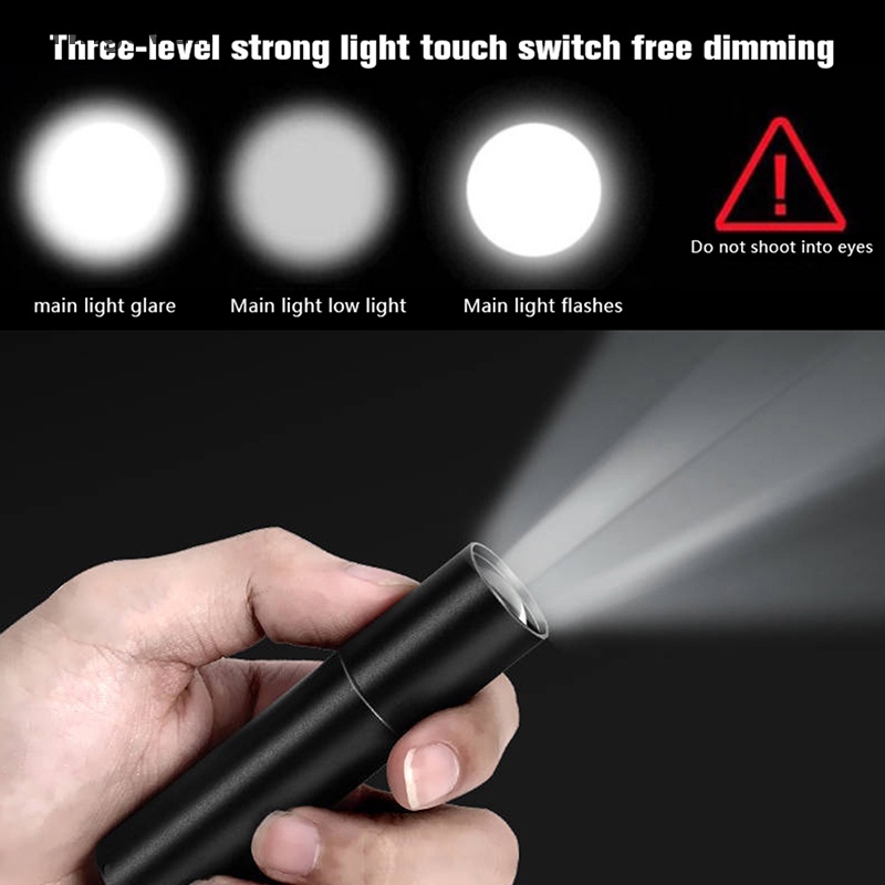 Đèn Pin LED Mini 3 Chế Độ Có Thể Sạc Lại ​Đèn Pin Cầm Tay Nhỏ Gọn Tiện Lợi